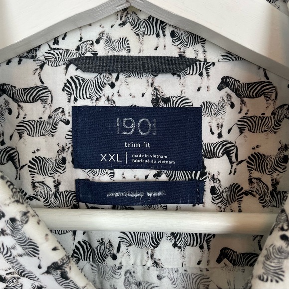 1901 Trim Fit Zebra Print Short Sleeve Sport Shirt Size XX-Large - Picture 13 of 13